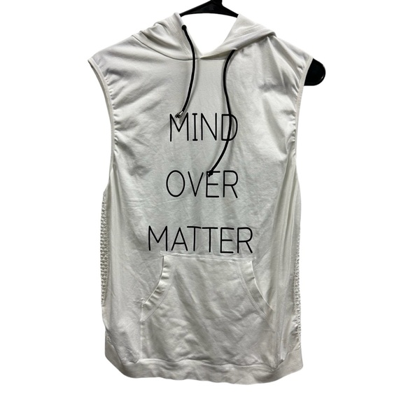 Soho Sport White Sleeveless Pullover Kangaroo Pocket Mesh Back Hooded Top Large - Picture 3 of 14